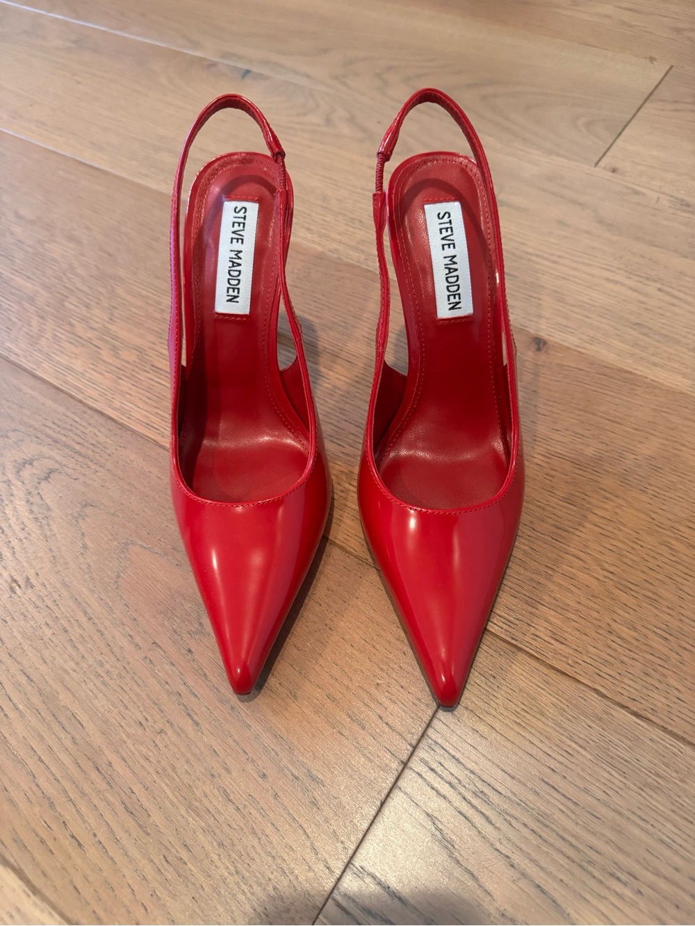 Steve Madden Red Patent Pointed Slingback Heels